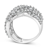 10K White Gold 3.00 Cttw Diamond Multi Row Cluster Band Ring (I-J Color, I3 Clarity) - Size 7