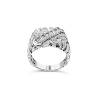 .925 Sterling Silver 1/3 Diamond 6 Stone Rectangle Nugget Gents Ring - Size 10