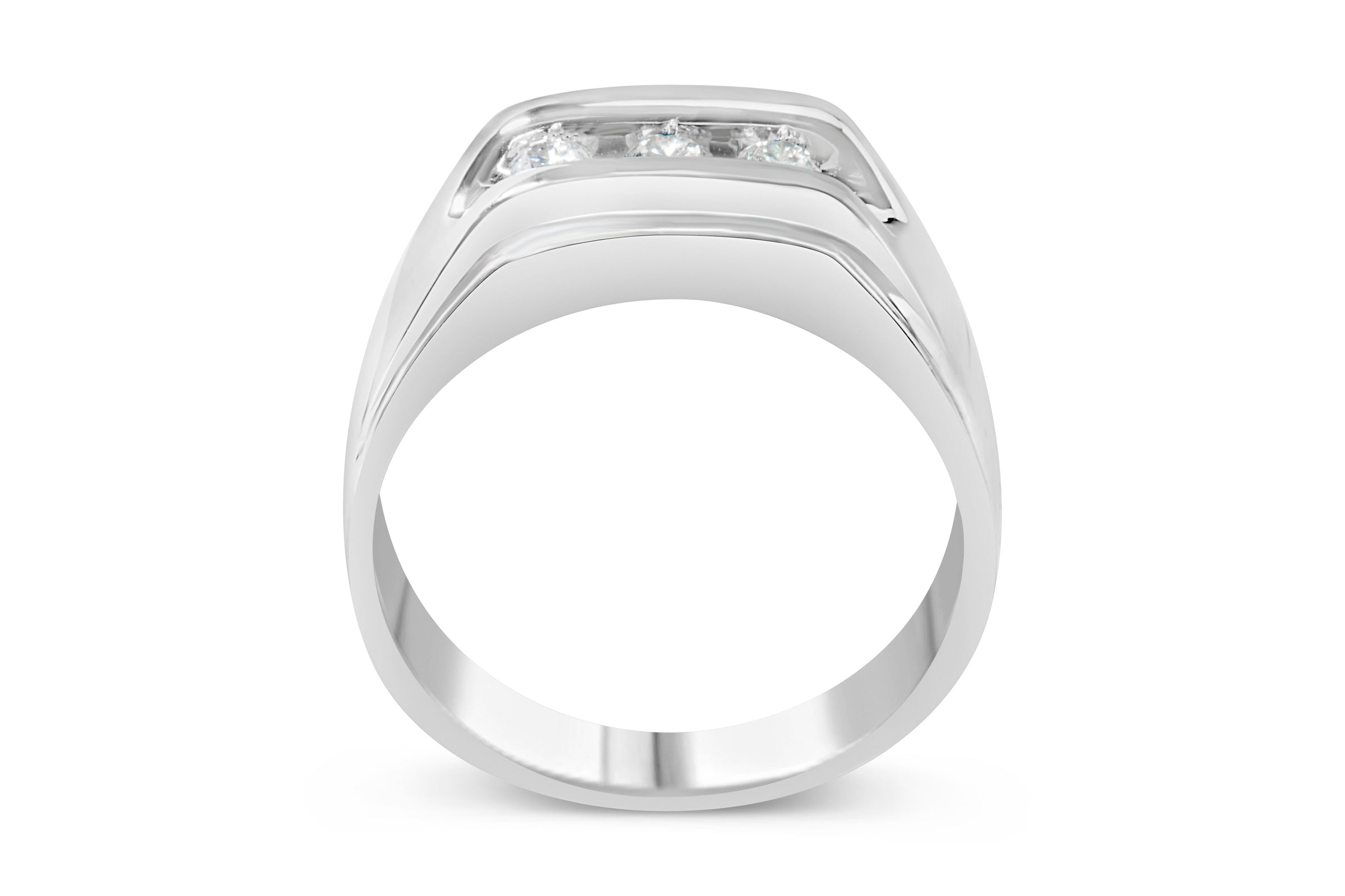 Men's .925 Sterling Silver 1/3 Cttw Diamond Channel Set 3 Stone Ring Band (I-J Color, I3 Clarity) - Ring Size 10