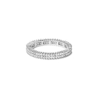 10K White Gold 1.0 Cttw Princess Cut Diamond Double Row Eternity Band Ring (I-J Color, I1-I2 Clarity)- Size 7