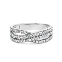 10K White Gold 3/4 Cttw Princess Natural Diamond Split Shank and Weave Band Ring (H-I Color, SI1-SI2 Clarity) - Ring Size 7