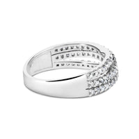 10K White Gold 3/4 Cttw Princess Natural Diamond Split Shank and Weave Band Ring (H-I Color, SI1-SI2 Clarity) - Ring Size 7
