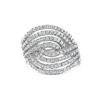 10K White Gold 1 1/2 Cttw Princess Diamond Swirl Design Cocktail Ring