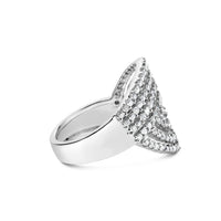 10K White Gold 1 1/2 Cttw Princess Diamond Swirl Design Cocktail Ring