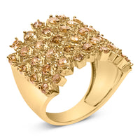 10K Yellow Gold 2.0 Cttw Brown Diamond Mesh Link Cocktail Ring