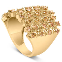 10K Yellow Gold 2.0 Cttw Brown Diamond Mesh Link Cocktail Ring