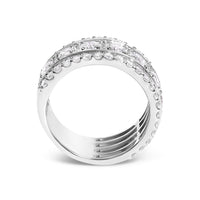 .925 Sterling Silver 2.0 Cttw Lab Grown Diamond Three-Row PavÃ© Band Ring
