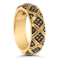 10K Yellow Gold Plated .925 Sterling Silver 3/8 Cttw Champagne Diamond Geometric Style Band Ring - Size 7
