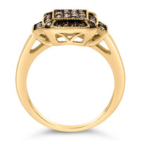 10K Yellow Gold Plated .925 Sterling Silver 1/2 Cttw Champagne Diamond Step Up Ring - Size 7