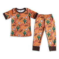 Short sleeve cactus boots boy boutique pajamas - BIG FRENCHIES