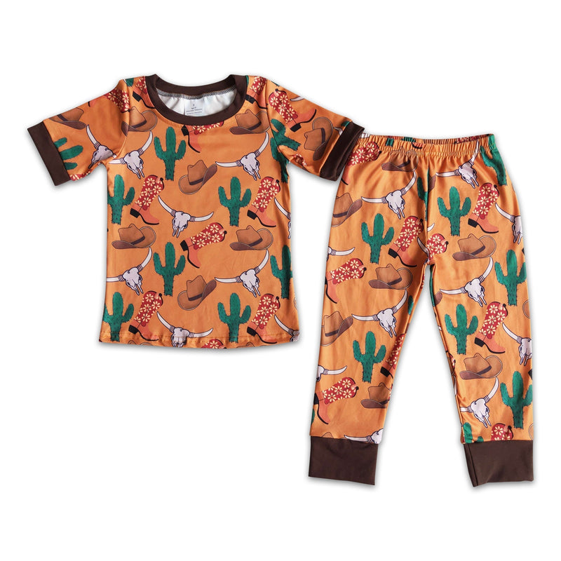 Short sleeve cactus boots boy boutique pajamas - BIG FRENCHIES
