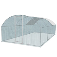 19.7x9.8x6.5ft Large Metal Chicken Coop with Run, Walk-in Poultry Cage with Waterproof Cover & Arc Roof, Heavy-Duty Galv