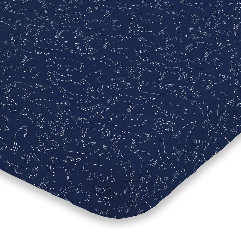NoJo Super Soft Navy and White Cosmic Constellations Nursery Mini Crib Fitted Sheet - BIG FRENCHIES