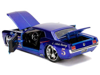 1965 Ford Mustang #5 "L. John's Racing" Candy Blue with Flame Graphics "Bigtime Muscle" Series 1/24 Diecast Model Car by Jada