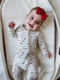Tied with a Bow Christmas Bamboo Zippy Pajamas - BIG FRENCHIES