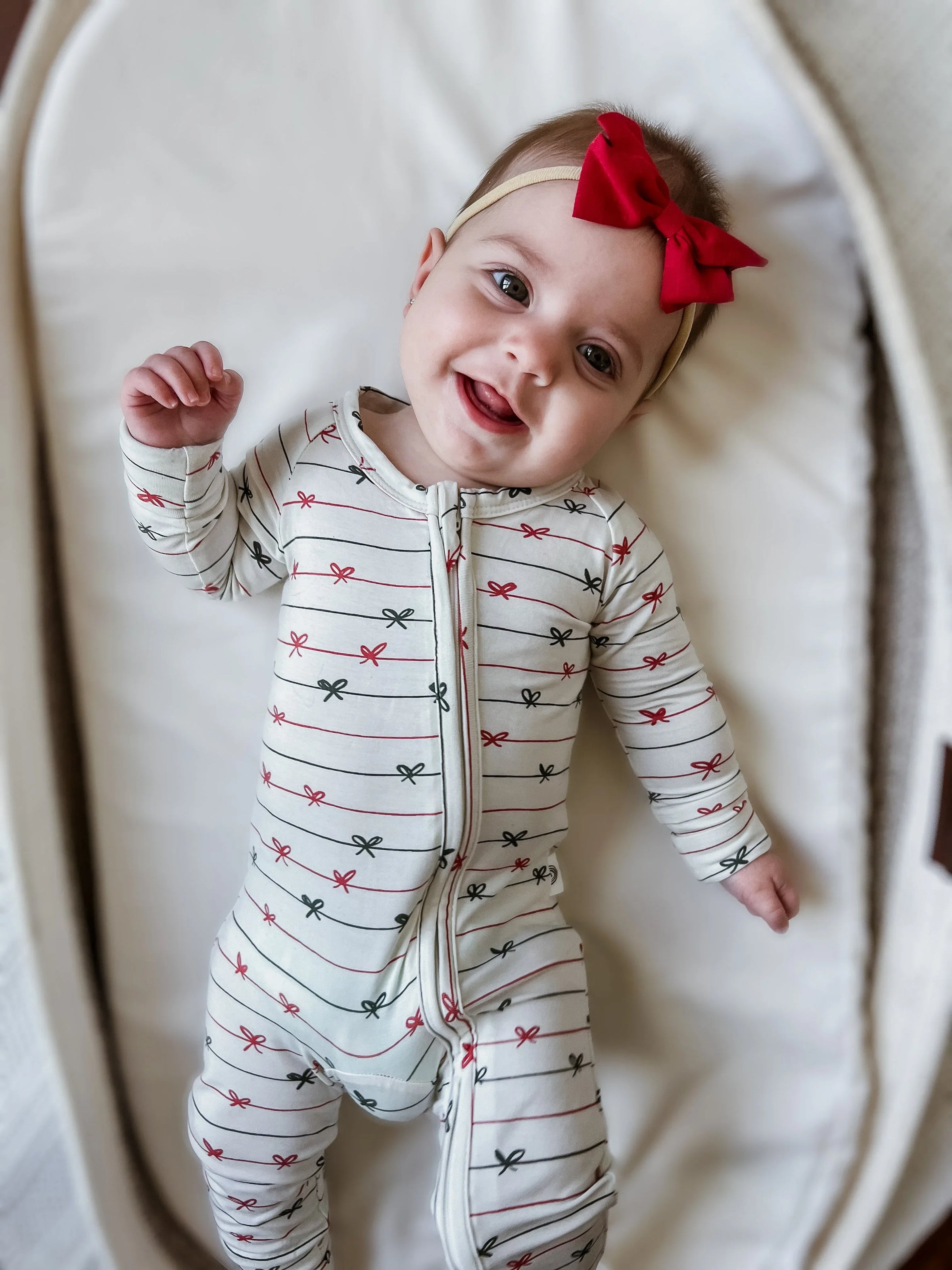 Tied with a Bow Christmas Bamboo Zippy Pajamas - BIG FRENCHIES