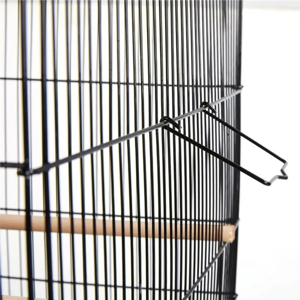 30.5'' Metal Cage with Wood Perches for Small birds, Black