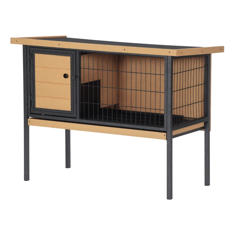 PawHut Rabbit Hutch Elevated Bunny Cage Small Animal Habitat With Metal Frame, No Leak Tray, Metal Wire Pan, Openable Wa