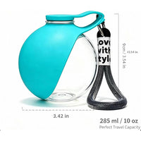 Portable Dog Water Bottle, 285ml BPA Free PETG Pet Travel Water Bottle With Foldable Silicone Bowl, Leak Proof Hands-Fre