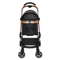 Pet Stroller for Dogs and Cats, 2-in-1 Detachable Foldable 4 Wheels Pet Stroller, Quick One-Hand Fold, Storage Basket, D