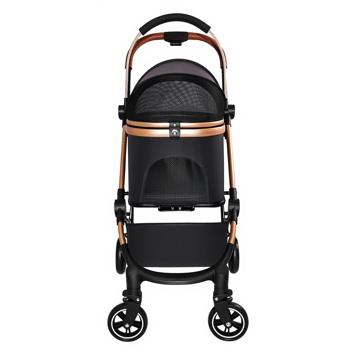 Pet Stroller for Dogs and Cats, 2-in-1 Detachable Foldable 4 Wheels Pet Stroller, Quick One-Hand Fold, Storage Basket, D