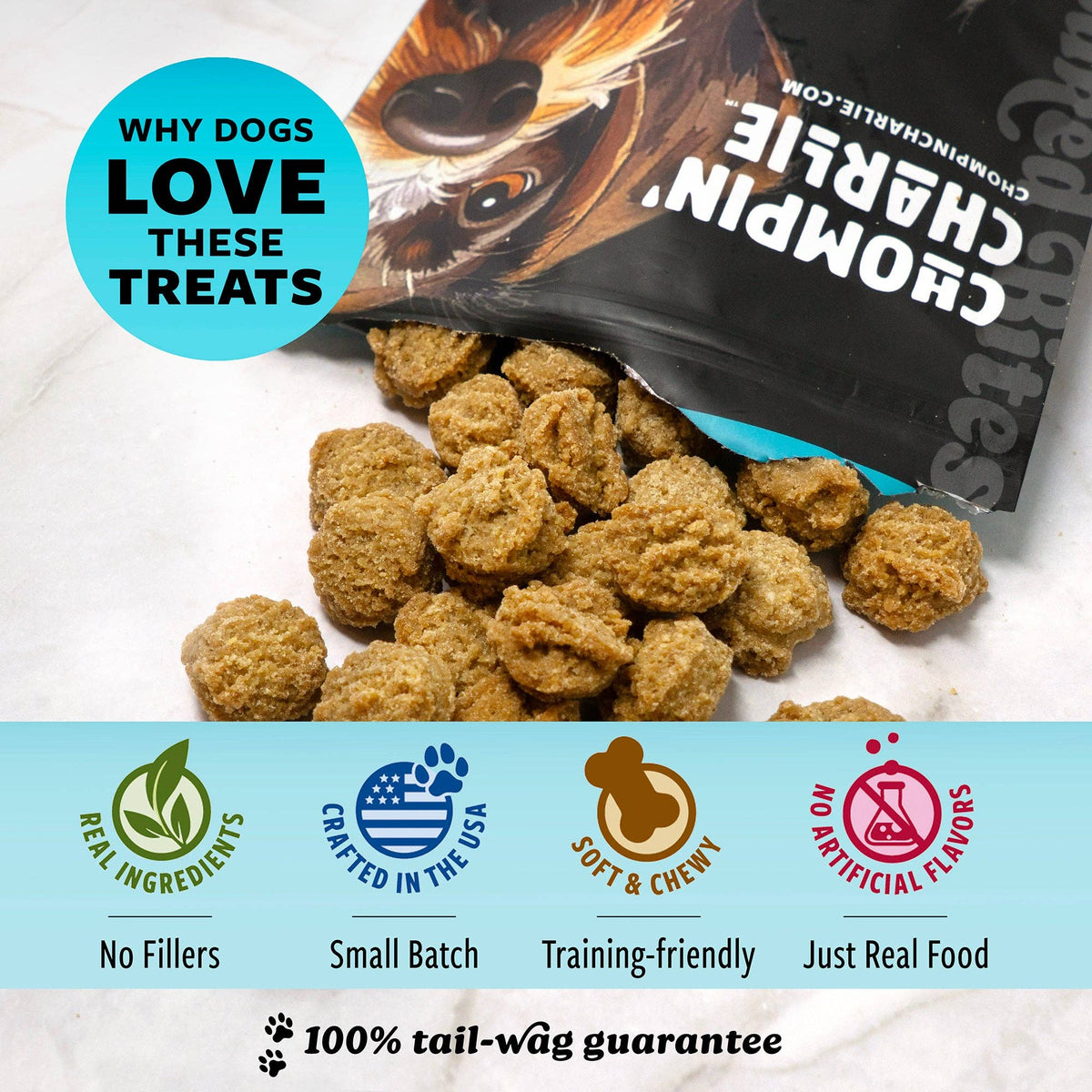 Chompin' Charlie Peanut Butter Soft-Baked Dog Treats, 8 oz, Pack of 10