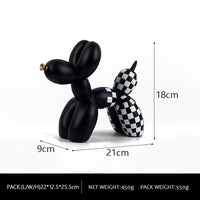 New black and white plaid balloon dog ornaments creative TV cabinet wine cabinet living room porch resin crafts