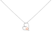 14K Rose Gold Plated Sterling Silver Diamond Accent Heart Pendant Necklace