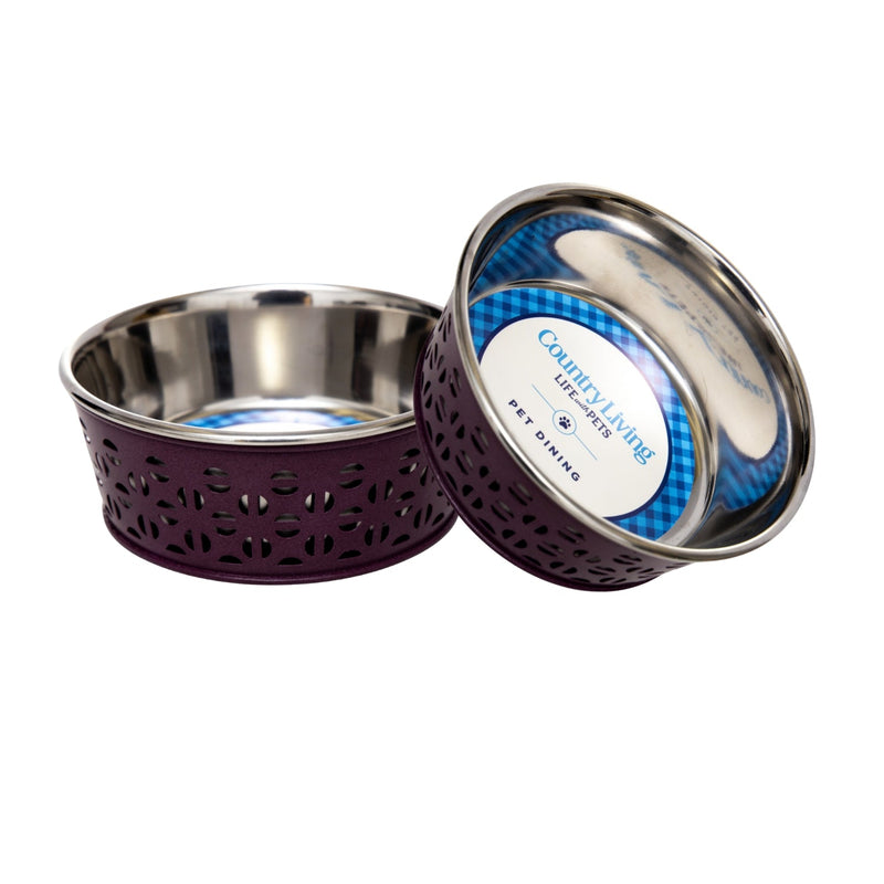 Country Living Set of 2 Stainless Steel Dog Bowls – Farmhouse Style, Ideal for Small to Medium Dogs - BIG FRENCHIES