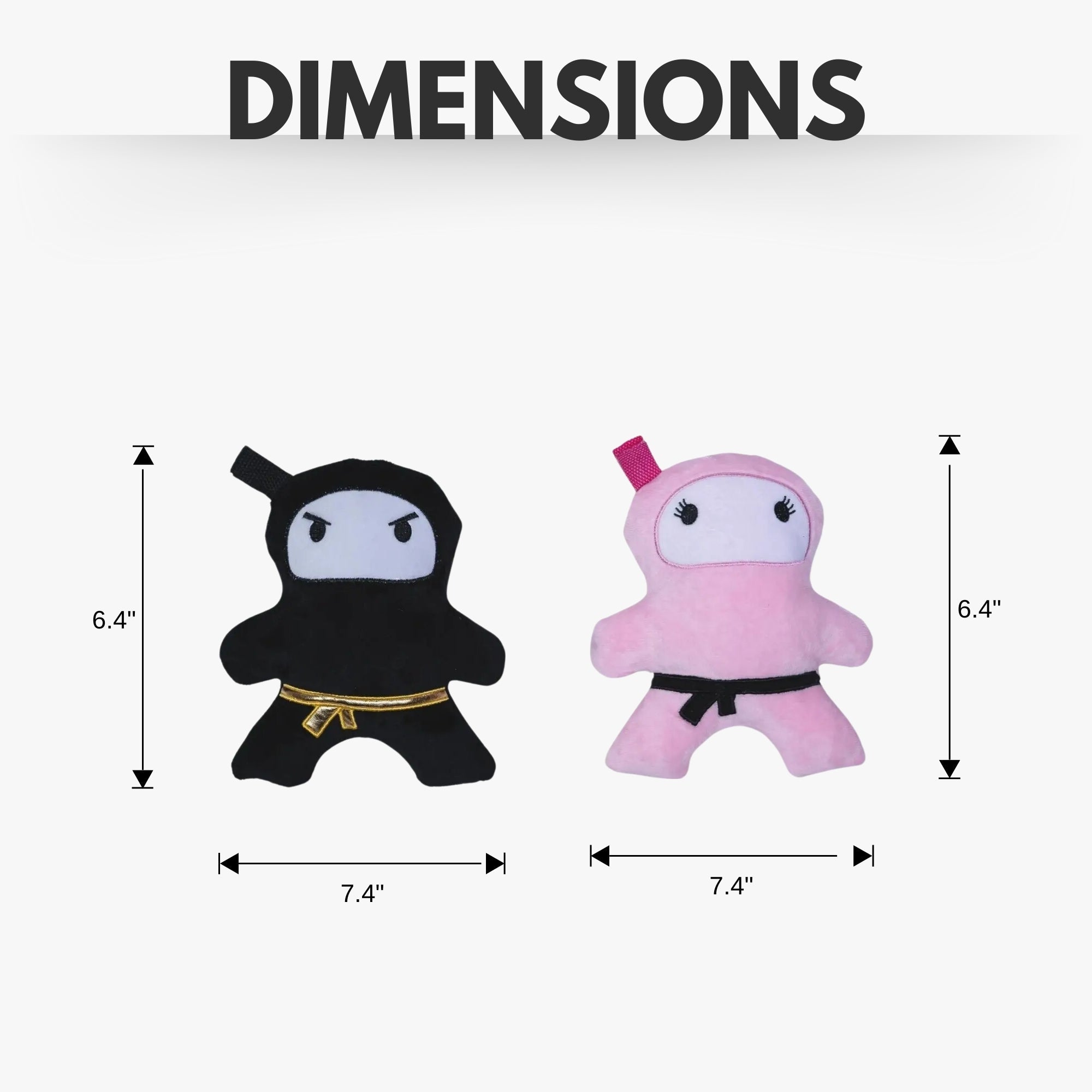 Pink & Black Ninja Love Plush Dog Toy Gift Set – with Squeaker & Crinkle Paper for Fun Play - BIG FRENCHIES