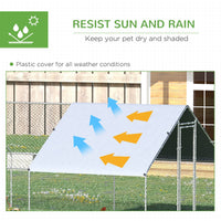 Large Chicken Coop Metal Chicken Run with Waterproof and Anti-UV Cover, Spire Shaped Walk in Fence Cage Hen House for Ou