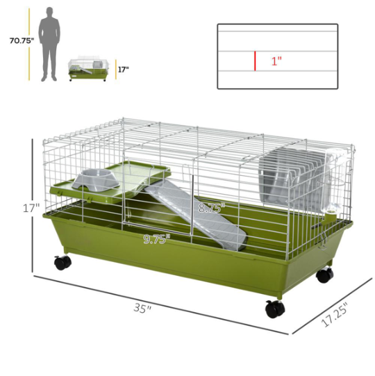 Small Animal Cage, Rolling Bunny Cage, Guinea Pig Cage