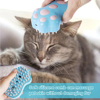 Rechargeable Steam Cat Brush, Cute Paw Shape Pet Steamer Grooming Brush With Soft Silicone Teeth For Dog Cat Massage, Sh