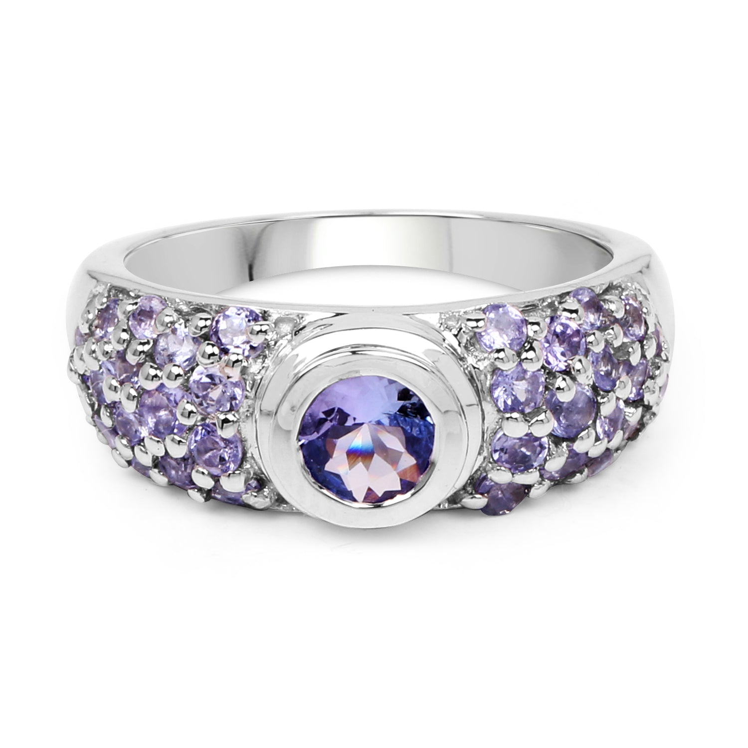 1.45 Carat Genuine Tanzanite .925 Sterling Silver Ring