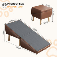 (UPGRADED) Dog Stairs for Small Dogs and Cats, Dog Ramp for Couch and Bed, Foldable 2-in-1 Wooden Pet Steps for Puppy, S