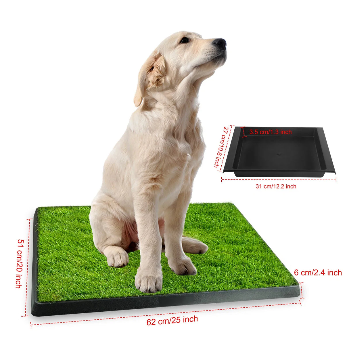25"×20" Dog Toilet Indoor Puppy Training Pad, Dog Potty Pet Training Grass Mat, Removable Waste Tray for Easier Clean Up