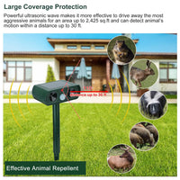 Ultrasonic Animal Repeller Solar Powered Motion Sensor Repellent IPX4 Waterproof Outdoor For Farm Garden Yard Repelling 