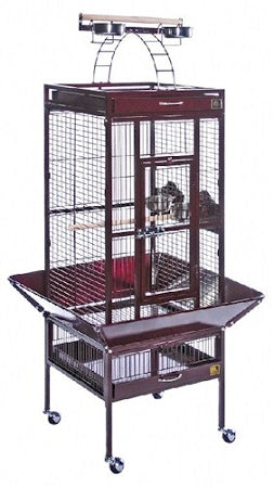 Prevue Pet Products Small Wrought Iron Select Bird Cage 3151 in Pewter, Play Top Cage with Caster Stand