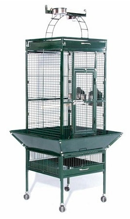 Prevue Pet Products Small Wrought Iron Select Bird Cage 3151 in Pewter, Play Top Cage with Caster Stand