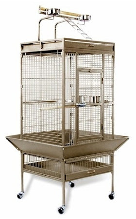 Prevue Pet Products Medium Wrought Iron Select Bird Cage 3152 in Pewter, Play Top Parrot and Cockatiel Cage