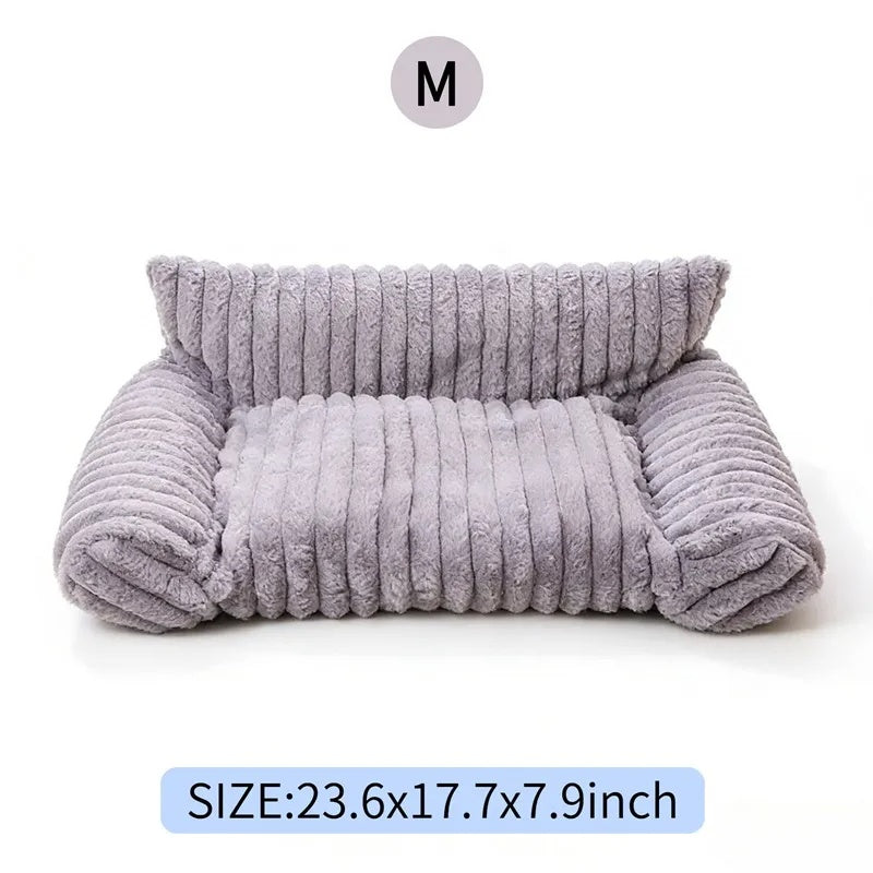 Cute Cat Couch For Pets - Fluffy Cat Beds With Premium Soft Corduroy Fleece, Fuzzy Cats Beds For Indoor Cats With Remova