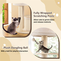 60 Inch Tall Wooden Cat Tree Multi-Level Cat Tower With Sisal Scratching Posts & Condos For Indoor Cats, Natural