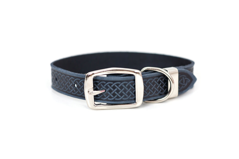 Celtic Double Buckle Style Leather Dog Collar - BIG FRENCHIES