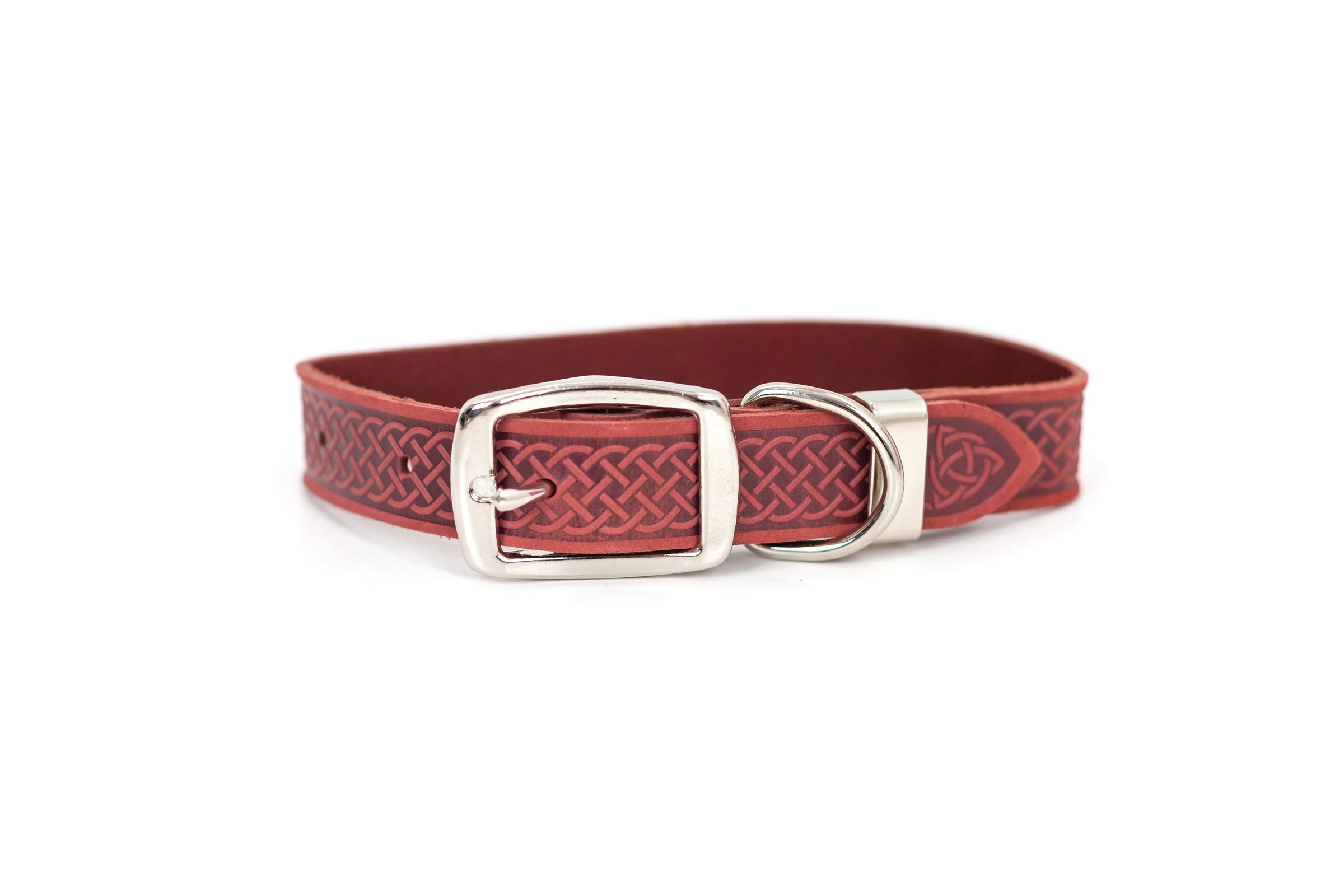 Celtic Double Buckle Style Leather Dog Collar - BIG FRENCHIES
