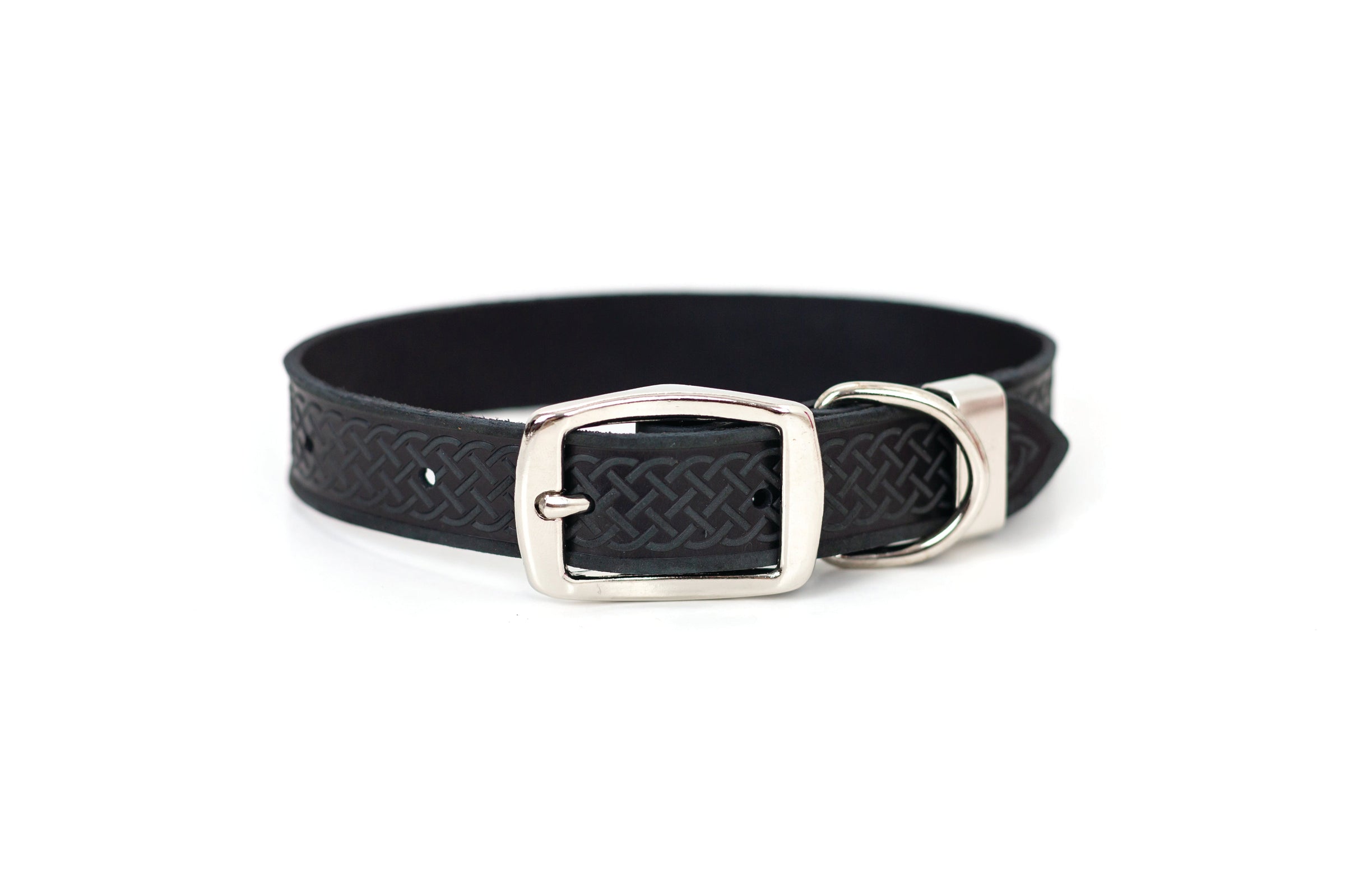 Celtic Double Buckle Style Leather Dog Collar - BIG FRENCHIES