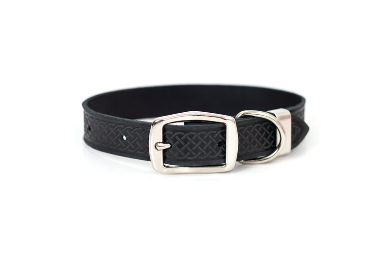Celtic Double Buckle Style Leather Dog Collar - BIG FRENCHIES