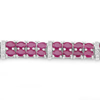 17.65 Carat Glass Filled Ruby and White Topaz .925 Sterling Silver Bracelet