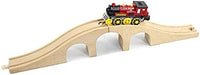 OrgMemory wooden train track bridge supports in natural beech wood with straight tracks - view 16