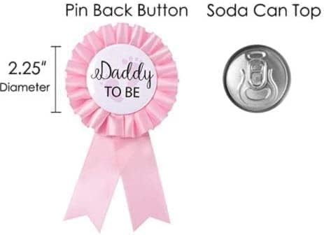 FAMOORE Pink Baby Shower Badge Pin, Mom & Dad to Be Badge - image 4