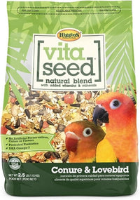 Higgins Vita Seed Conure & Lovebird Food 2.5 lb Premium Seed Blend Probiotics DHA